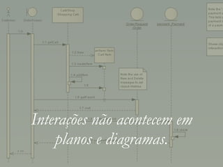 Interações não acontecem em
planos e diagramas.
 