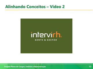 13
13Projeto Plano de Cargos, Salários e Remuneração
Alinhando Conceitos – Vídeo 2
 