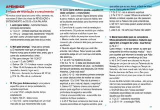 APÊNDICE                                                                                                            que saibas que eu sou Jeová, o Deus de Israel,
                                                           IV. Carne (para adultos e jovens - aqueles em           que te chamo pelo teu nome."
5 níveis de revelação e crescimento                         idade completa - a maturidade)                          i. 1 Co 3:1-2 - isto é alimento espiritual
Há muitos outros tipos tais como milho, semente, etc,       a. Hb 5:14 - outra versão "Agora alimento sólido        j. 2 Pe 3:15-17 - coisas "difíceis de entender" o
mas esses 5 falam dos níveis de REVELAÇÃO e                 é para o maduro, que por causa do hábito, tem           iletrado e instável, aqueles que não passaram
ENTENDIMENTO de DEUS e SUA PALAVRA.                         as faculdades exercitadas para discriminar entre        tempo com a Palavra não pode entendê-las.
 I. Leite (para bebês) - rudimentar básico,                o ideal e o mal                                         k. Mt 19:11 nem todos podem aceitar alimento
    princípios elementares                                  b. Carne forte é o quarto nível de revelação e          desse nível.
    a. 1 Co 3:1 - Verdade espiritual não profunda           entendimento. Só pode ser recebida por cristãos         l. João 4:32 - há carne que muitos não sabem
    b. 1 Pe 2:2 - Desejar leite, literalmente "ANSIAR       que estão maduros e adultos e quem tem
    por leite" (como um bebê recém nascido                  adquirido o hábito de pesquisar as escrituras          V. Maná Escondido (para os vencedores -
    instintivamente anseia pelo leite de sua mãe)           c. Mesmo neste nível, deve-se continuar                 filhos plenamente crescidos e maduros que
                                                            comendo pão e bebendo leite para permanecer             agora têm a imagem de Cristo - Sua Noiva)
                                                            equilibrado.                                            a. Ap 2:17
   II. Mel (para criança) - força para a jornada
                                                            d. Quando alguém fala algo que você não                 Outra Versão - "a ele que vencer, eu darei que
    a. É importante notar que um discípulo da
                                                            entende, não critique. Talvez aquilo que estão          compartilhe de minha natureza mística" - isto é
    Palavra nunca para de beber leite, antes, pão e
                                                            ensinando esteja em um nível que você ainda             para aqueles que retornam ao estado que Adão
    carne são acrescentados à dieta
                                                            não alcançou.                                           perdeu, a imagem e semelhança de Deus
    b. Pão para crianças - Mt 15:26-27
                                                            e. 1 Co 2:6-7 os mistérios de Deus                      b. Hb 9:3-4 O maná era colocado na Arca da
    c. Lucas 11:3 pão DIÁRIO
                                                            f. Mc 4:2, 10-13 - É dada aos discípulos para           Aliança em um jarro de ouro (no Tabernáculo de
    d. Salmos 104 :15 - fortalece nossos corações
                                                            conhecerem os mistérios de Deus - às multidões          Moisés) Quando a Arca chegou ao Templo de
    e. 1 Reis 19:4-8 fortalece até o Monte Horebe
                                                            Ele fala por parábolas, aos discípulos, Ele revela      Salomão, não havia maná nela. Isto fala do lugar
    (assolador, deserto, lugar seco)
                                                            mistérios...Onde você está?                             final de descanso de Deus com o Seu povo.
    f. Pão ruim - fermento dos fariseus Mt 16:5-6
                                                            g. João 3:10-12 - nós devemos primeiro entender         Nesse ponto há um povo que comeu do maná
    g. Ef 4:14 - Pão não é o suficiente!
                                                            as coisas básicas antes de receber as coisas            escondido!
                                                            espirituais 1 Co 15:46 "Mas não é primeiro o            A vara de Arão também não estava - isto porque
   III. Pão (para Adolescentes) é uma palavra              espiritual, e sim o natural; depois, o espiritual."     não há mais necessidade para um sacerdócio -
    específica para um tempo estabelecido,                  h. Salmo 42:7 "abismo chama outro abismo"               nós estamos face a face com ELE!
    verdades espirituais                                    abismo pode significar no hebraico literalmente         c. Dt 29:29 Deus tem "coisas secretas"
    a. Lucas 12:42 - estação devida; tempo                  profundeza de segredo e escuridão                       (realidades escondidas) isto pode ser revelado
    estabelecido                                            i. Esta é uma escuridão boa - a escuridão dos           àqueles que Ele escolhe
    b. Salmo 104:21 - leões novos                           mistérios de Deus revelados -                           d. 1 Co 2:7 - sabedoria escondida
    c. 1 Co 10:3 - carne é espiritual, em um nível          ii. Is 45:3 "Dar-te-ei os tesouros das trevas, e as     e. Jr 29:11-14 - a revelação FINAL
    mais alto do que meramente leite e pão                  riquezas escondidas em lugares secretos, para 
                                                                                                                                                                 20
 