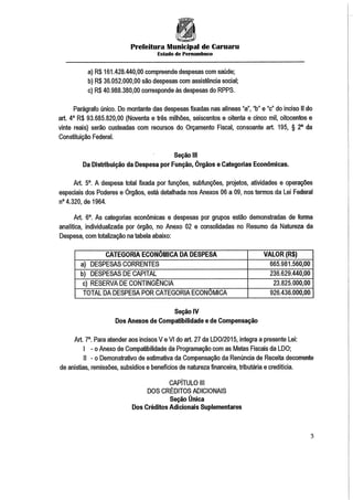 Projeto de lei LOA 2015 Caruaru