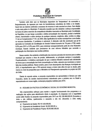 Projeto de lei LOA 2015 Caruaru