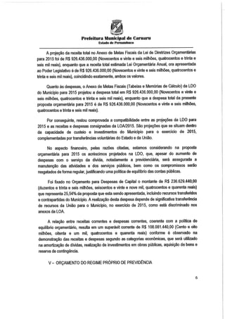 Projeto de lei LOA 2015 Caruaru