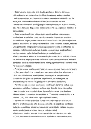 Projeto de Literatura e Redação