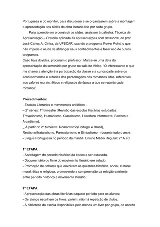 Projeto de Literatura e Redação