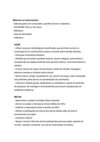 Projeto de Literatura e Redação