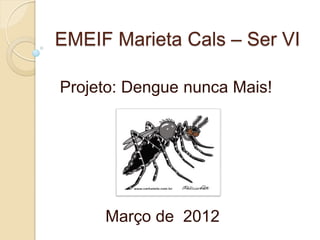 EMEIF Marieta Cals – Ser VI

Projeto: Dengue nunca Mais!




     Março de 2012
 