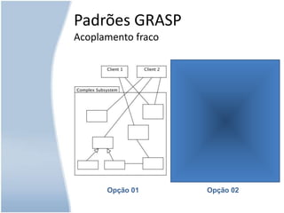 Padrões GRASPAcoplamento fracoOpção 01Opção 02