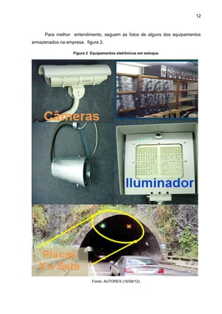 12
Para melhor entendimento, seguem as fotos de alguns dos equipamentos
armazenados na empresa. figura 2.
Figura 2 Equipamentos eletrônicos em estoque.
Fonte: AUTORES (16/08/12).
 