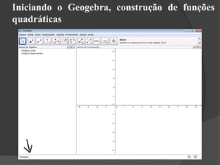 Iniciando o Geogebra, construção de funções
quadráticas
 