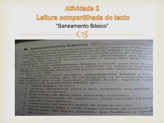 “Saneamento Básico” 
 
 