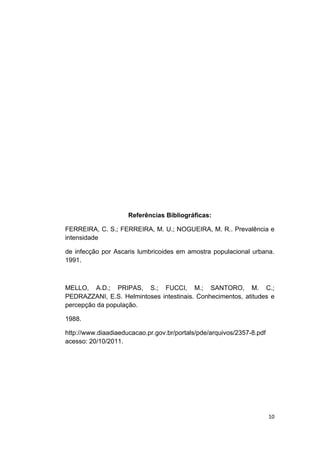 Projeto filo platelmintos camilo