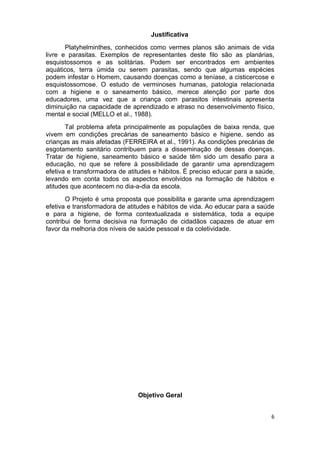 Projeto filo platelmintos camilo