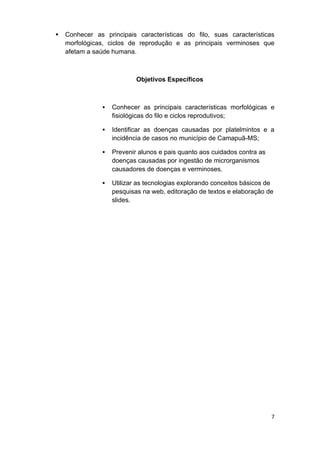 Projeto filo platelmintos camilo