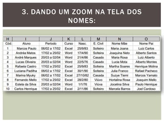 3. DANDO UM ZOOM NA TELA DOS
           NOMES:
 