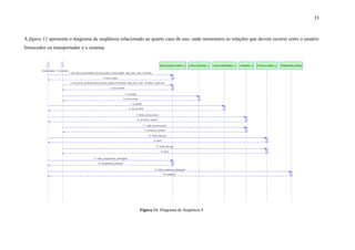 A figura 11 apresenta o diagrama de seqüência relacionado ao quarto caso de uso, onde mostramos as relações que devem ocorrer entre o usuário
fornecedor ou transportador e o sistema.
Figura 11: Diagrama de Seqüência 4
33
 