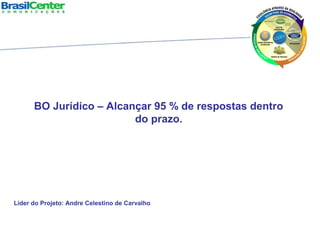 Líder do Projeto: Andre Celestino de Carvalho
BO Jurídico – Alcançar 95 % de respostas dentro
do prazo.
 