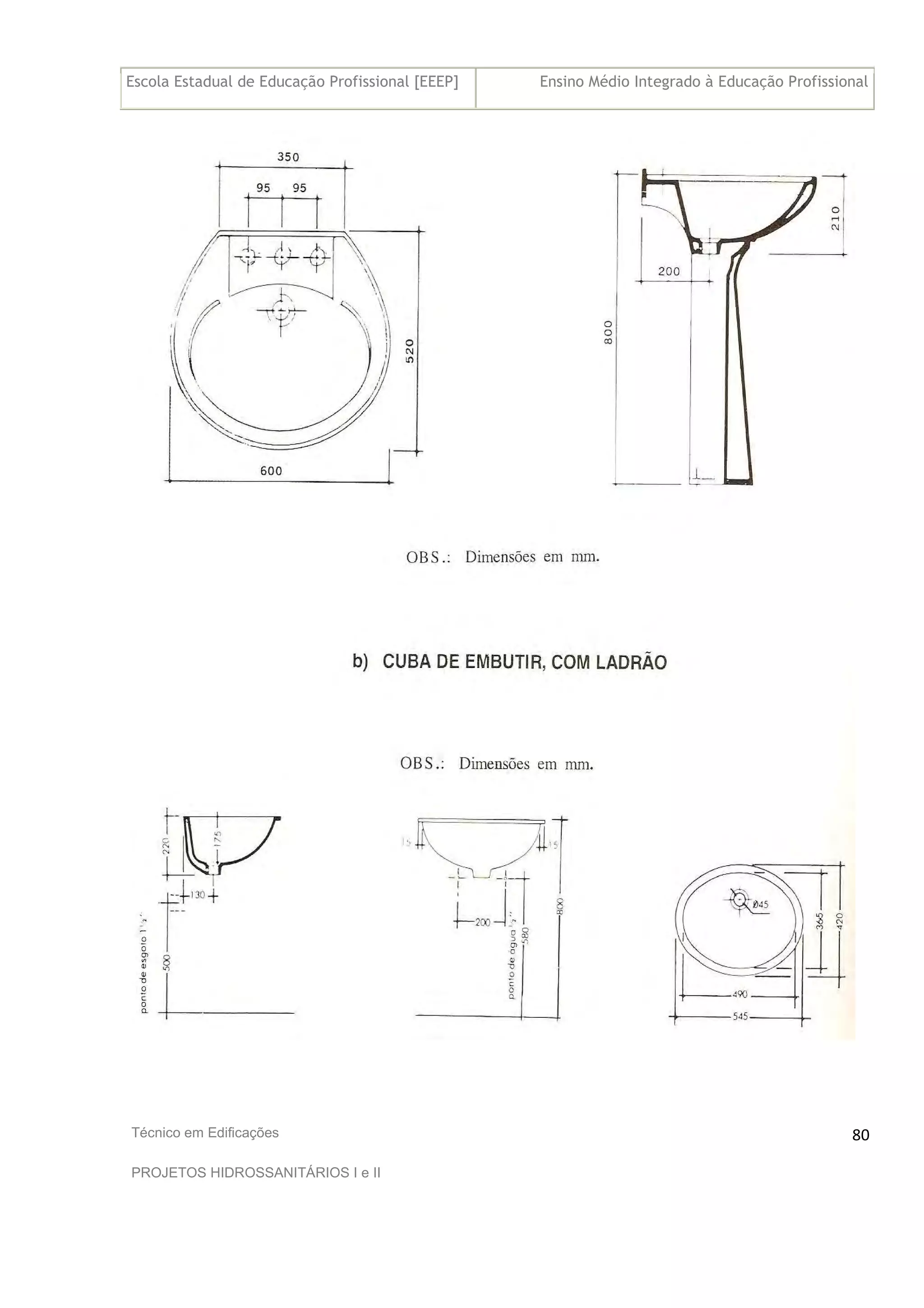 Escola Estadual de Educação Profissional [EEEP] Ensino Médio Integrado à Educação Profissional
Técnico em Edificações
PROJETOS HIDROSSANITÁRIOS I e II
80
 