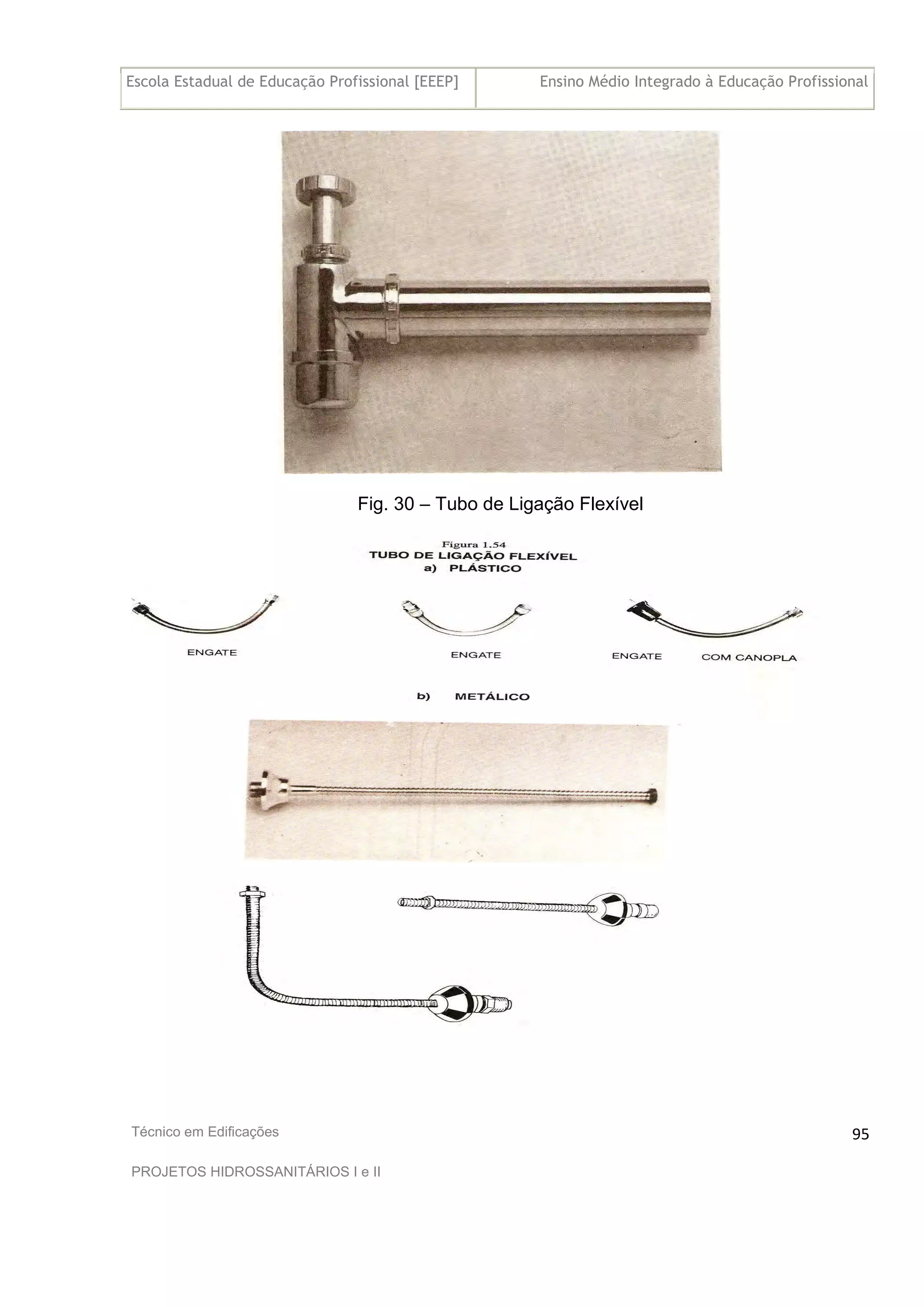 Escola Estadual de Educação Profissional [EEEP] Ensino Médio Integrado à Educação Profissional
Técnico em Edificações
PROJETOS HIDROSSANITÁRIOS I e II
95
Fig. 30 – Tubo de Ligação Flexível
 
