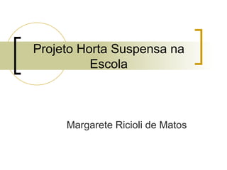 Projeto Horta Suspensa na Escola Margarete Ricioli de Matos 