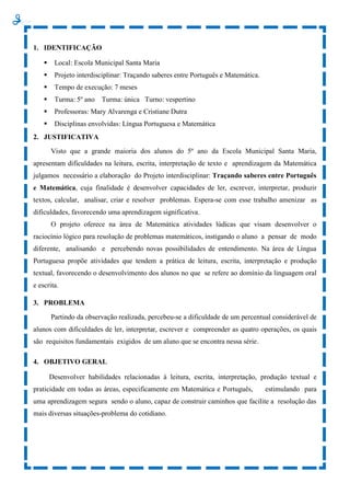 PDF) EXPLORANDO A INTERDISCIPLINARIDADE ENTRE LÍNGUA PORTUGUESA E  MATEMÁTICA NO DESENVOLVIMENTO DE UM PROJETO DE EDUCAÇÃO FINANCEIRA