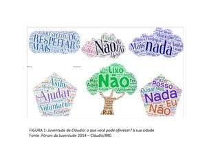 FIGURA 1: Juventude de Cláudio: o que você pode oferecer? à sua cidade
Fonte: Fórum da Juventude 2014 – Cláudio/MG
 