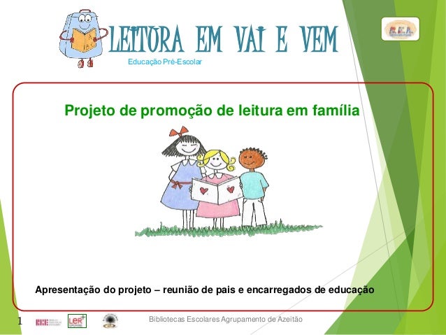 Bibliotecas Escolares Agrupamento de Azeitão
Educação Pré-Escolar
1
Projeto de promoção de leitura em família
Apresentação...