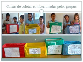 Caixas de coletas confeccionadas pelos grupos
 