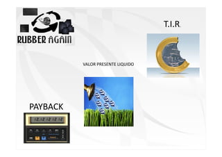 T.I.R.

VALOR PRESENTE LIQUIDO

PAYBACK

 