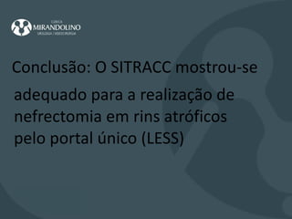 Conclusão: O SITRACC mostrou-se adequado para a realização de nefrectomia em rins atróficos pelo portal único (LESS)  