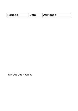 C R O N O G R A M A 
Período 
Data 
Atividade  