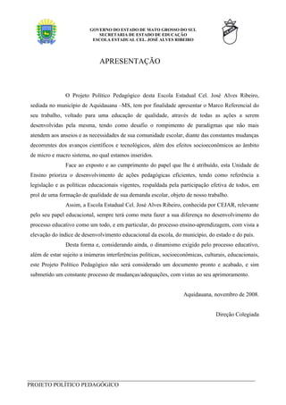 Projeto PolíTico Pedagpogico Do Cej Ar Cor. Coord.