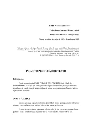 Projeto ProduçãO De Textos