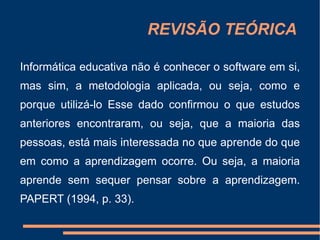 INTRODUÇÃO Neste projeto escolar vamos falar sobre a inserção dos recursos tecnológicos em uma Escola da rede municipal de ensino, que atende alunos de 04 a 14 e a jovens e adultos, nas seguintes modalidades: Educação Infantil, Fundamental I e EJA com o intuito de auxiliar o processo de ensino ou seja ser uma ferramenta de apoio às disciplinas, apoio ao aprendizado dos alunos, e a administração escolar. 
