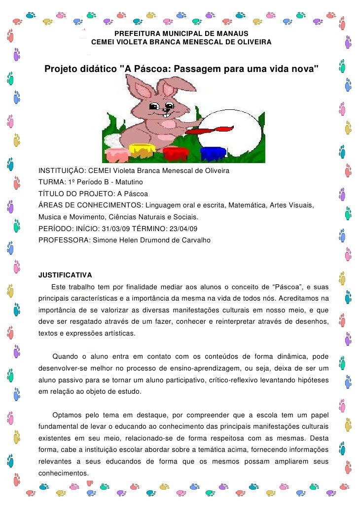 Projeto páscoa cmei2009 s imone drumond
