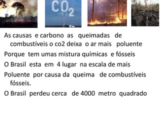O Que Causa o Aquecimento GlobalO AQUECIMENTO GLOBAL É UMA REALIDADE QUE ESTA MUDANDO O CLIMA.CO2 É O PRINCIPAL CALOR QUE ESTA NA  ATMOSFERA .O NOSSO PLANETA ESTA 0,7GRAUS MAIS QUENTE ISSO ESTA FAZENDO O PLANETA REAGIR COM MUDANÇAS COMO:FURACÕES,TERREMOTOS E SECAS ETC.