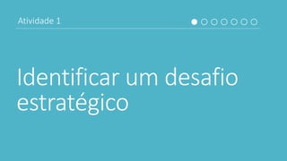 Identificar um desafio
estratégico
Atividade 1
 
