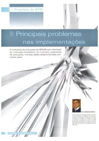 Projetos de BPM - Principais problemas em implementação - Sysphera 2014, Por Antonio Dutra Jr.
