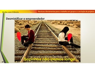 Técnicas e ferramentas para o trabalho em grupo e a cocriação de projetos
Sozinhos não iremos longe…50
Desmistificar o empreendedor
 