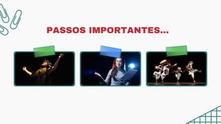 Fatos sobre mim
Adoro fazer biscoitos.
Nos fins de semana
gosto de fazer trilha.
Tenho uma tartaruga de
estimação! Seu nome é
Relâmpago.
PASSOS IMPORTANTES...
 