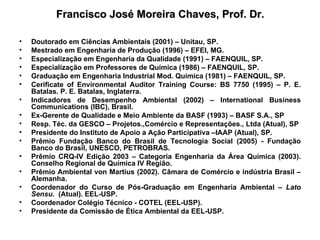 Francisco José Moreira Chaves, Prof. Dr. ,[object Object],[object Object],[object Object],[object Object],[object Object],[object Object],[object Object],[object Object],[object Object],[object Object],[object Object],[object Object],[object Object],[object Object],[object Object],[object Object]