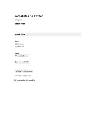 Apresentação do usuário
 