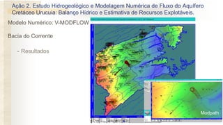 - Resultados
Modelo Numérico: V-MODFLOW
Bacia do Corrente
Ação 2. Estudo Hidrogeológico e Modelagem Numérica de Fluxo do Aquífero
Cretáceo Urucuia: Balanço Hídrico e Estimativa de Recursos Explotáveis.
Modpath
 