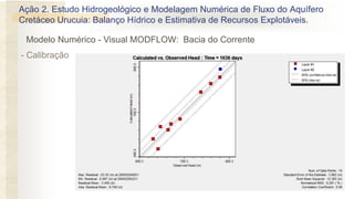 - Calibração
Ação 2. Estudo Hidrogeológico e Modelagem Numérica de Fluxo do Aquífero
Cretáceo Urucuia: Balanço Hídrico e Estimativa de Recursos Explotáveis.
Modelo Numérico - Visual MODFLOW: Bacia do Corrente
 