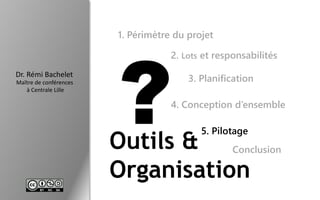 Dr. Rémi Bachelet
Maître de conférences
à Centrale Lille
Outils &
Organisation
1. Périmètre du projet
2. Lots et responsabilités
3. Planification
4. Conception d’ensemble
5. Pilotage
Conclusion
 