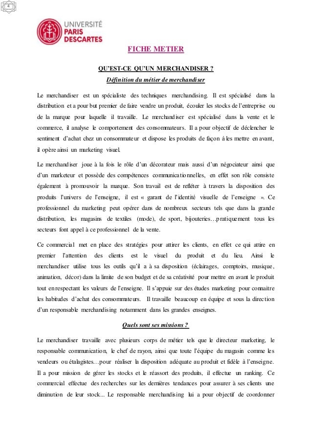 Fiche metier merchandiser