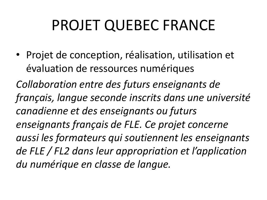 Projet québec france scénario pedagogique
