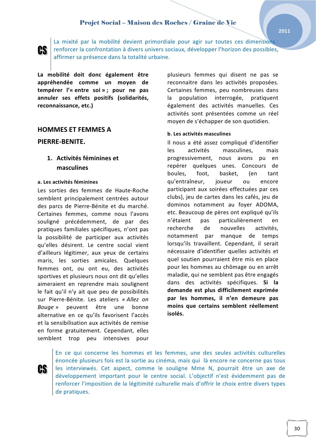 Projet social 20112015