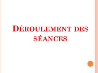 DÉROULEMENT DES
SÉANCES

 