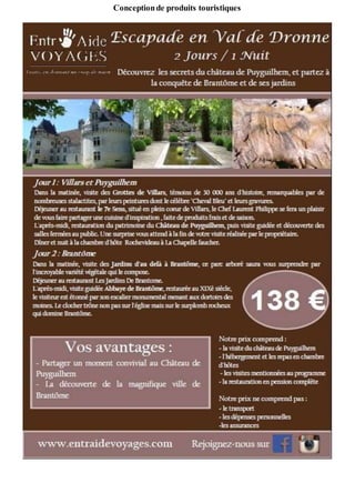 Conceptionde produits touristiques
 