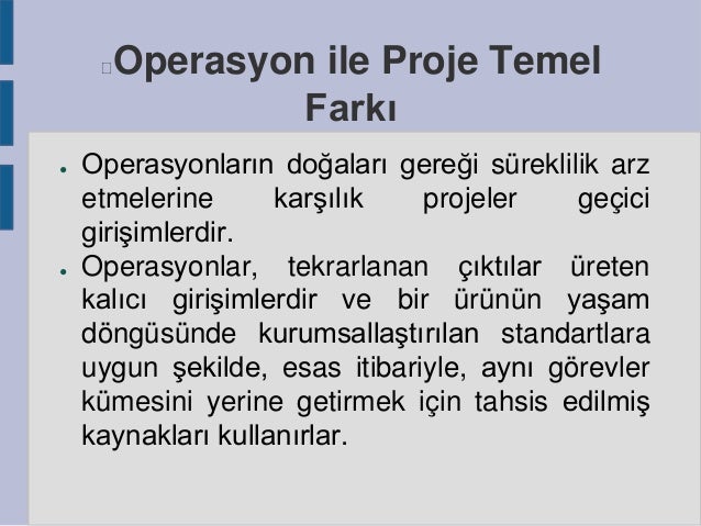 Proje Yonetimi Notlari